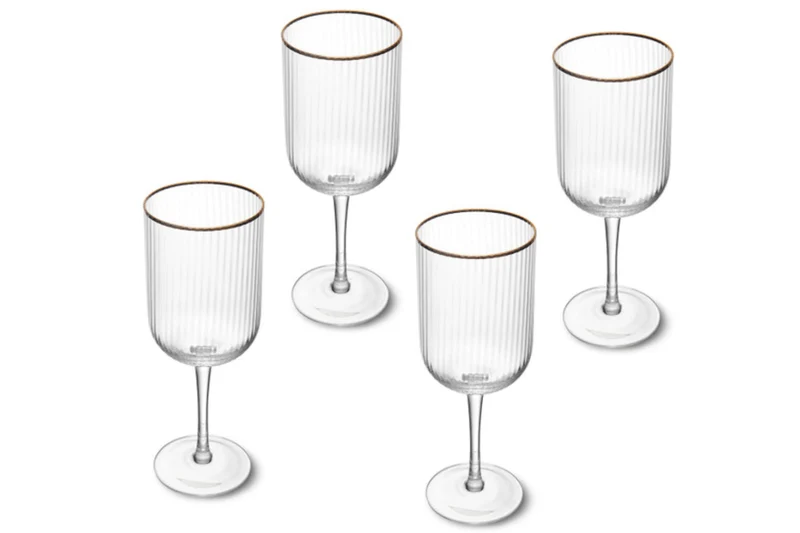 Set de 4 verres à vin rouge Mikasa Sorrento en cristal transparent motif nervuré 450ml