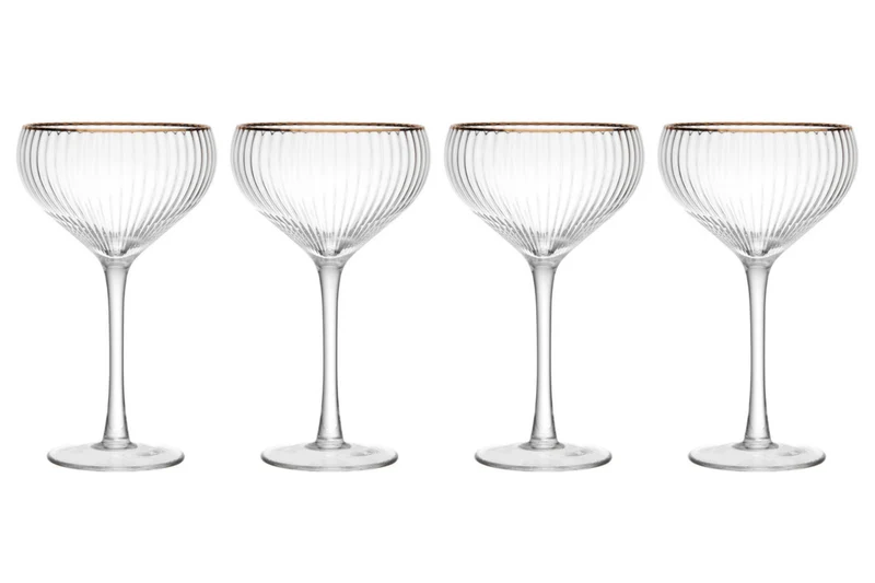 Set de 4 verres à coupe Mikasa Sorrento en cristal pur avec bord doré 350ml