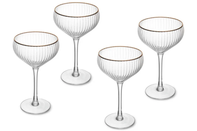 Set de 4 verres à coupe Mikasa Sorrento en cristal pur avec bord doré 350ml