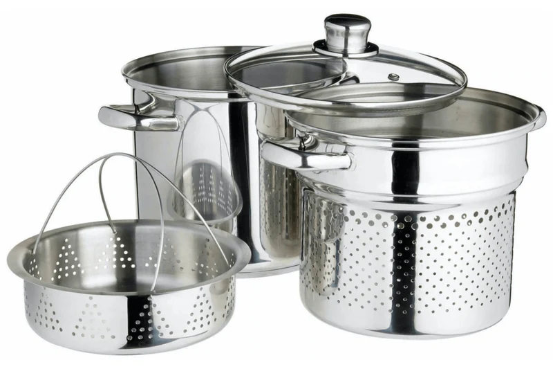 Marmite à pâtes italiennes KitchenCraft World of Flavours en acier inox 4L 4 pièces