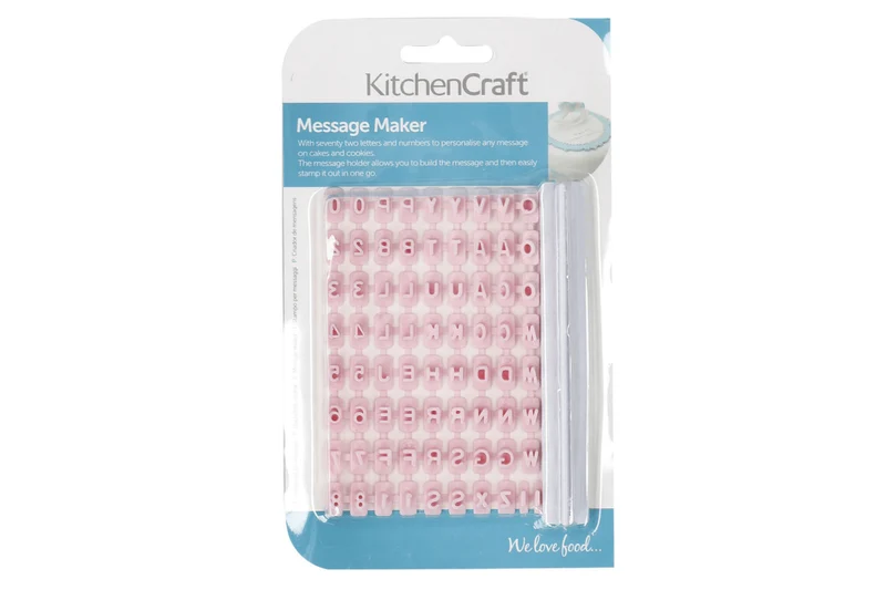 Set de 73 emporte-pièces KitchenCraft chiffres et lettres en polymère rose