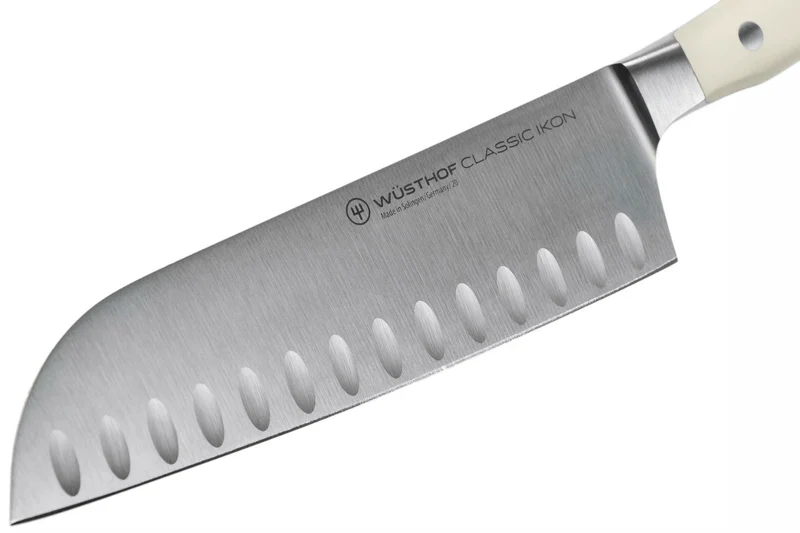 Couteau santoku Wüsthof Classic Ikon blanc forgé lame alvéolée 17cm