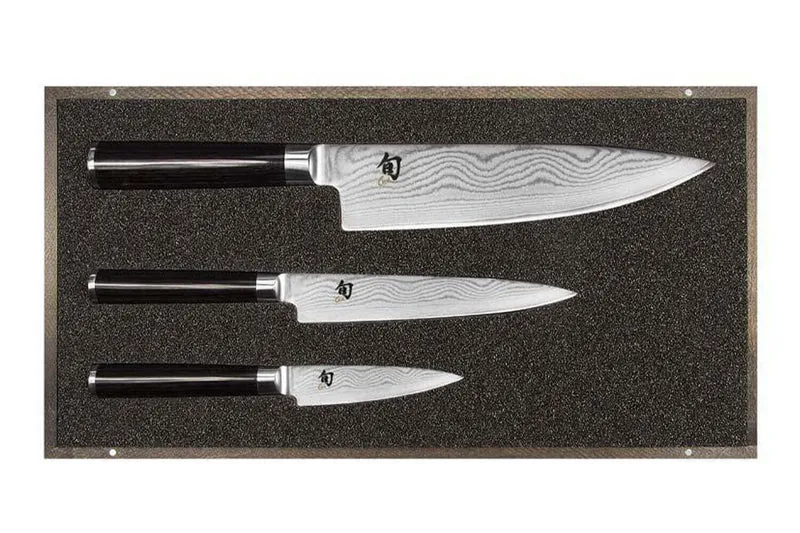Coffret 3 couteaux japonais Kai Shun Damas