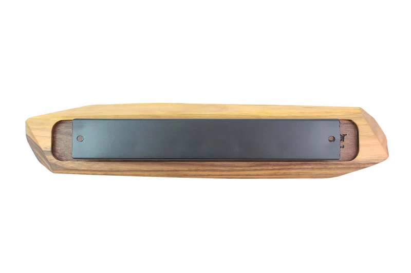 Barre magnétique artisanale haut de gamme Noyer 40cm pour 5 couteaux