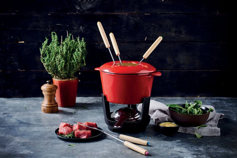 Service à fondue Beka Arome en fonte émaillée pour 6 personnes - Coloris rouge