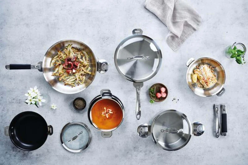 Set de 3 casseroles Beka Evolution en inox 16, 18 et 20cm - Poignée amovible incluse