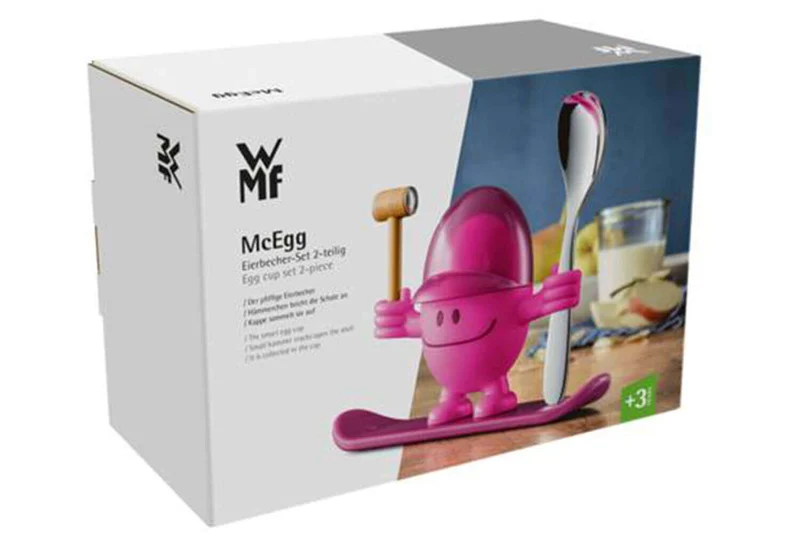 Coquetier enfant WMF McEgg rose avec cuillère