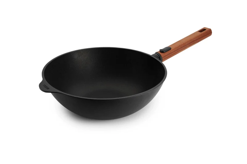 Wok Woll Diamond QXR Eco Logic en fonte d'aluminium manche amovible bois
