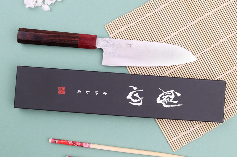 Couteau santoku 16cm japonais artisanal Nakamura Kaishin Ginsan Damas