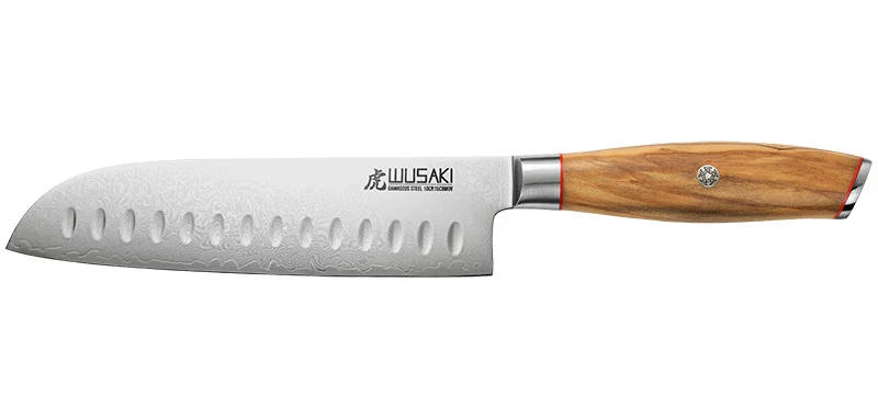 Couteau Japonais Santoku Wusaki Bois d'olivier