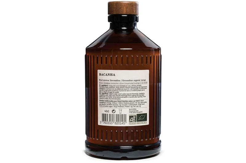 Sirop de grenadine brut artisanal Bacanha certifié biologique 40cl