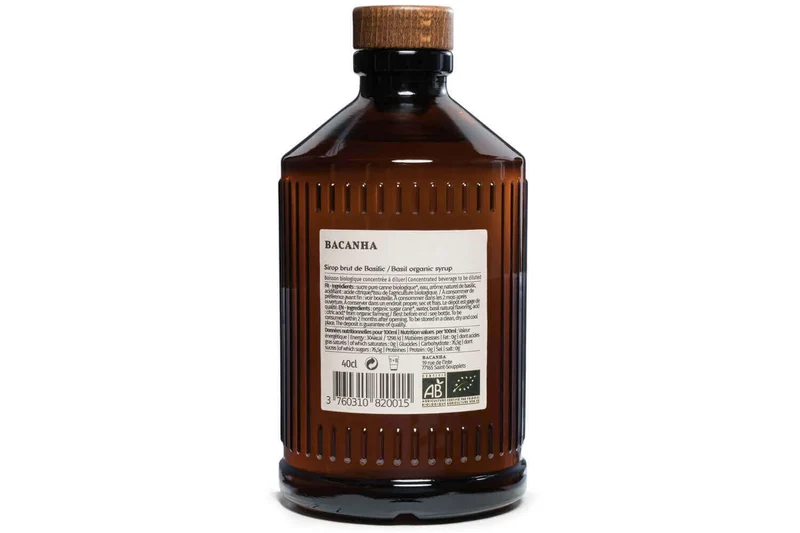 Sirop de basilic brut artisanal Bacanha certifié biologique 40cl