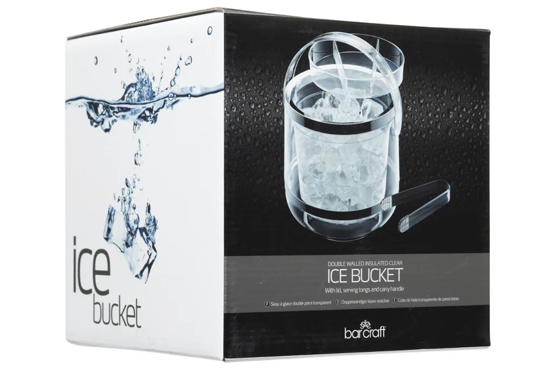 Seau à glace à double paroi BarCraft en acrylique avec pince