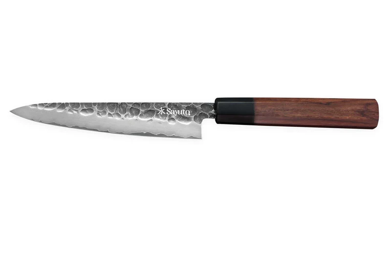Couteau universel Sayuto Séquoia San Mai martelé 13,5cm