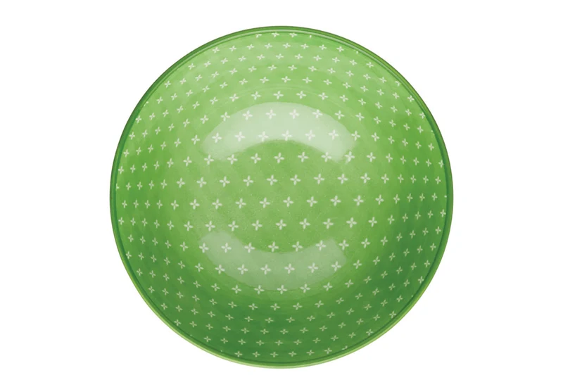 Bol en grès émaillé KitchenCraft motif géométrique vert et jaune