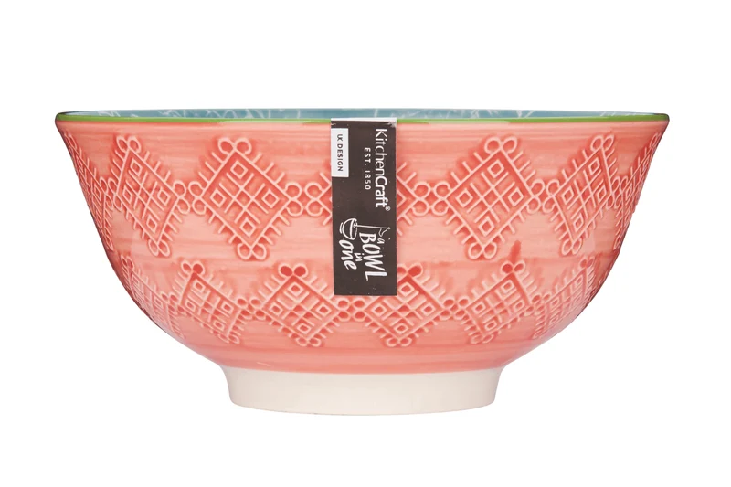 Bol en grès émaillé Kitchen Craft à motif floral gris et rouge