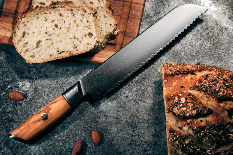 Couteau à pain Fukito Olive Damas 14Cr 21cm