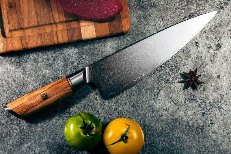 Couteau de chef Fukito Olive Damas 14Cr 21cm