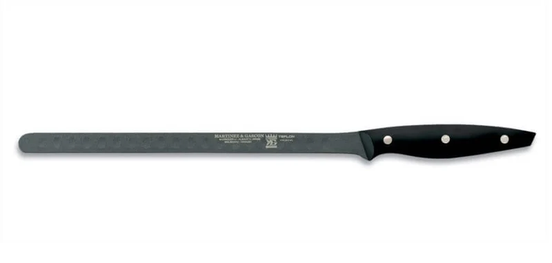 Couteau a jambon lame alvéolée anti-adhérente 30cm manche noir M&G