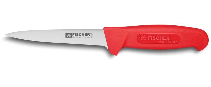 Couteau à désosser professionnel Fischer HACCP lame usée 14cm manche rouge