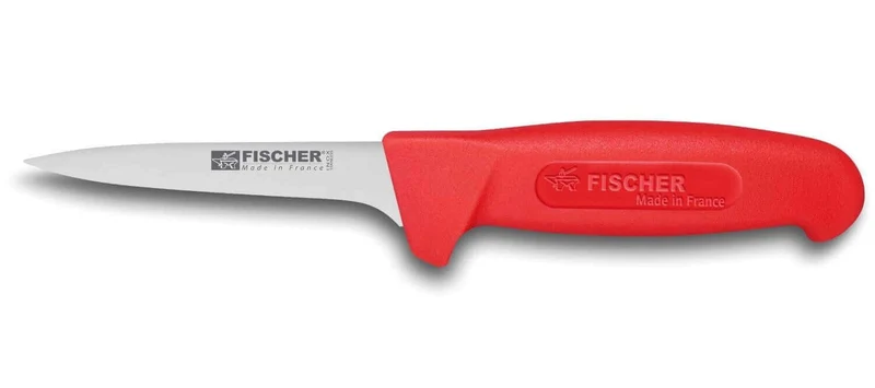 Couteau à désosser professionnel Fischer HACCP lame usée 11cm manche rouge