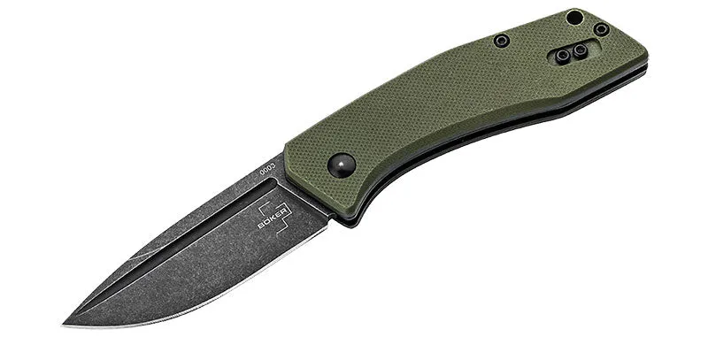 Couteau Manche Vert et Lame Stonewash Worldwide 2.0 Böker Plus