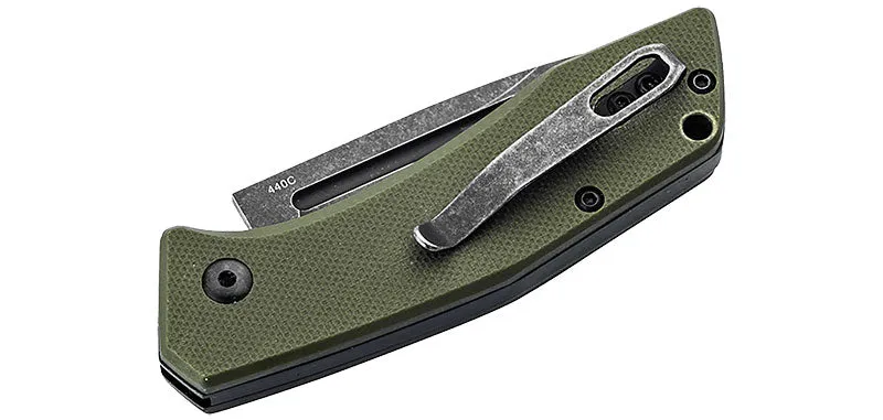 Couteau Manche Vert et Lame Stonewash Worldwide 2.0 Böker Plus