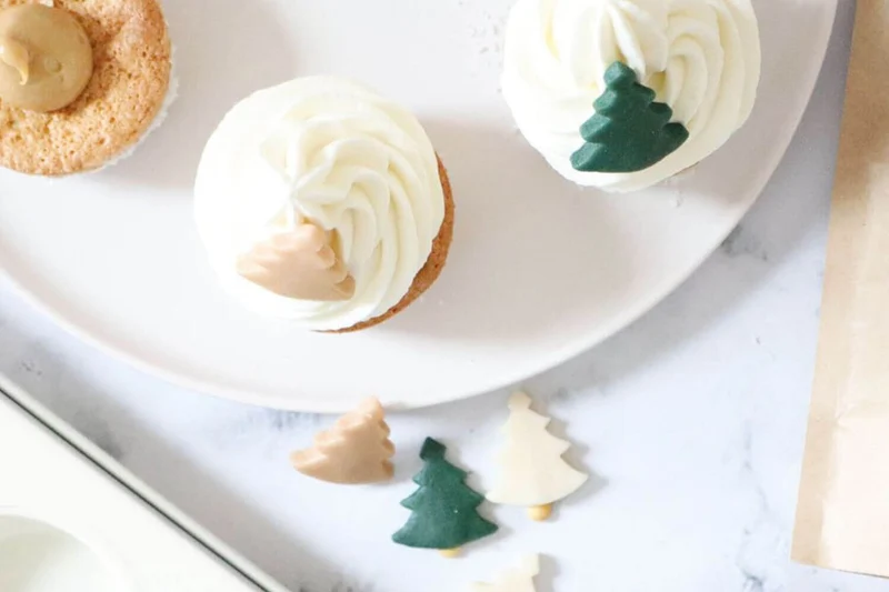Décors Scrapcooking Sapins de Noël en pâte d'amande