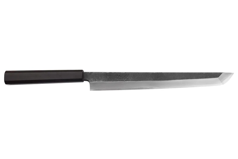 Couteau sakimaru 27cm japonais artisanal Hatsukokoro Shirasagi manche en ébène