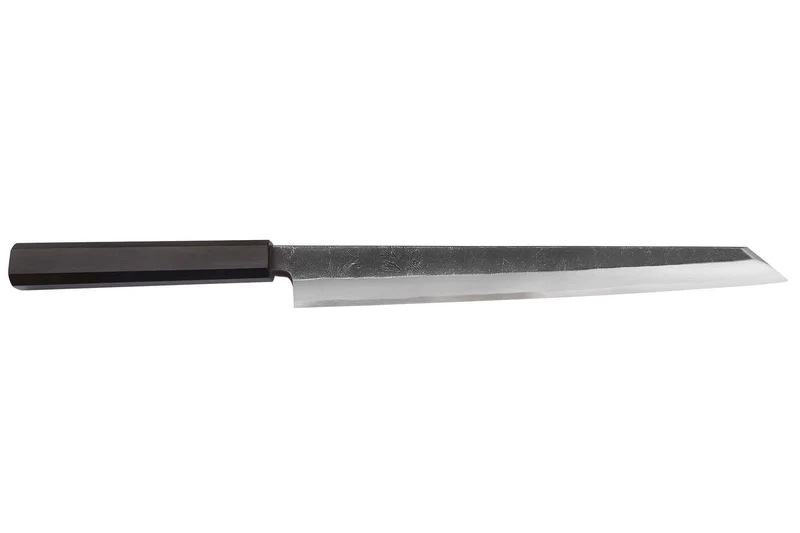 Couteau yanagiba kiritsuke 27cm japonais artisanal Hatsukokoro Shirasagi manche en ébène