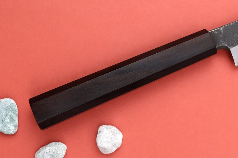 Couteau yanagiba kiritsuke 27cm japonais artisanal Hatsukokoro Shirasagi manche en ébène