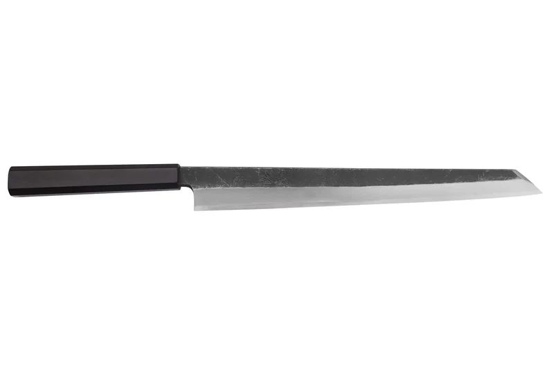 Couteau yanagiba kiritsuke 30cm japonais artisanal Hatsukokoro Shirasagi manche en ébène