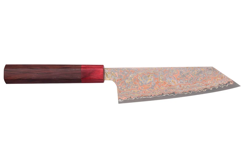 Couteau bunka 16cm japonais artisanal Takeshi Saji VG10 Rainbow Nashiji