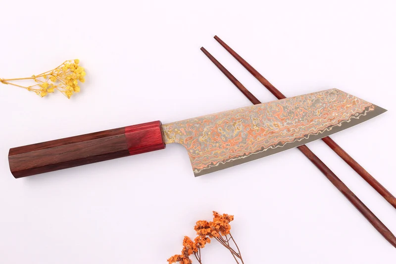 Couteau bunka 16cm japonais artisanal Takeshi Saji VG10 Rainbow Nashiji