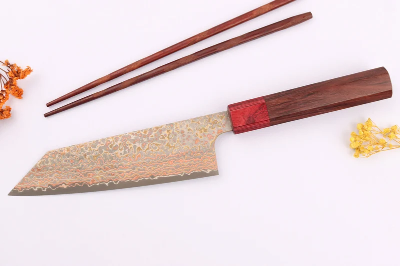 Couteau bunka 16cm japonais artisanal Takeshi Saji VG10 Rainbow Nashiji
