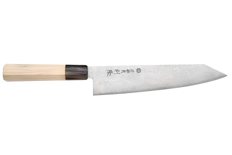 Couteau kiritsuke 21cm japonais artisanal Toshitaka Suminagashi SG2 Damas