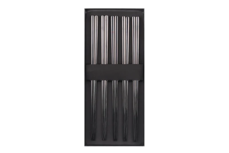 Set de 5 paires de baguettes chinoises en inox noir Kutoyama