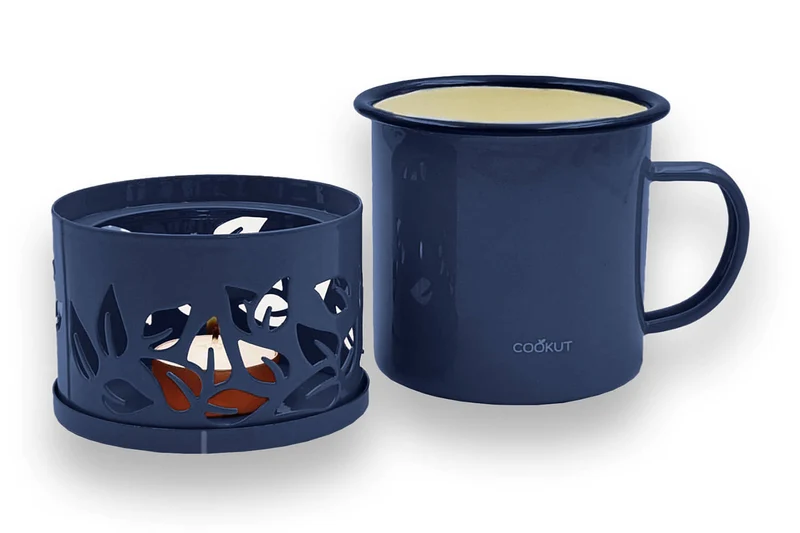 Mug à thé Cookut Sixtea chauffé à la bougie bleu