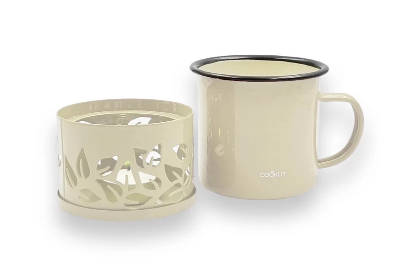 Mug à thé Cookut Sixtea chauffé à la bougie blanc