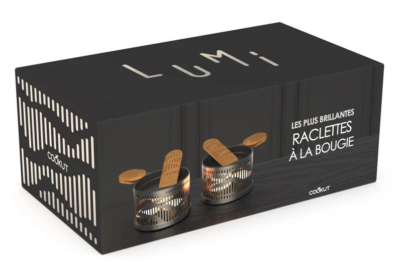 Service à raclette à la bougie Cookut Lumi Les Plus Brillantes services poêlons et spatules pour 2 - Argent onyx