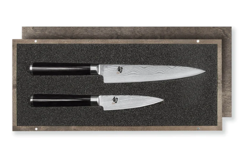 Coffret 2 couteaux japonais Kai Shun damas office/universel acier de qualité