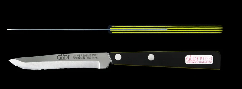 Couteau de table GÜDE Universel 10cm micro-denté manche noir/jaune