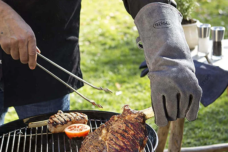 Paire de gants Rösle en cuir pour le barbecue - Taille unique XL