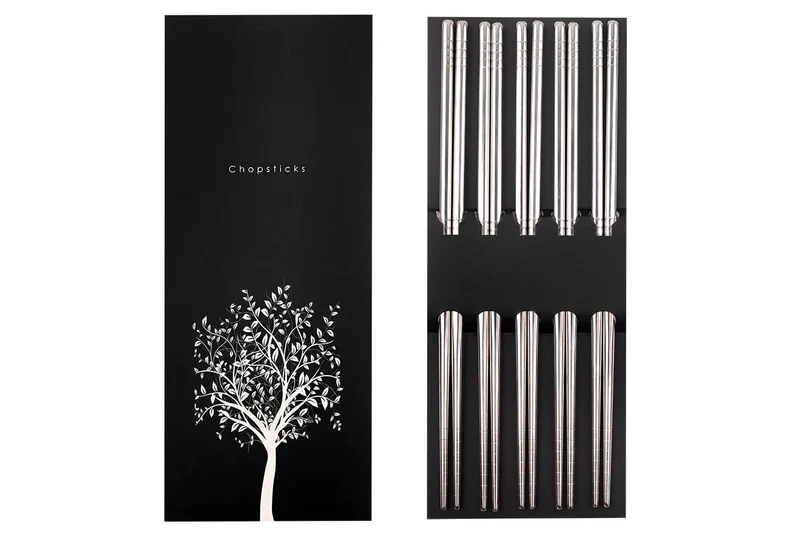 Set de 5 paires de baguettes chinoises Kutoyama en inox 24cm