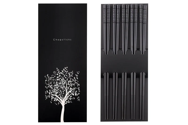 Set de 5 paires de baguettes chinoises Kutoyama en fibres de verre noires 24cm
