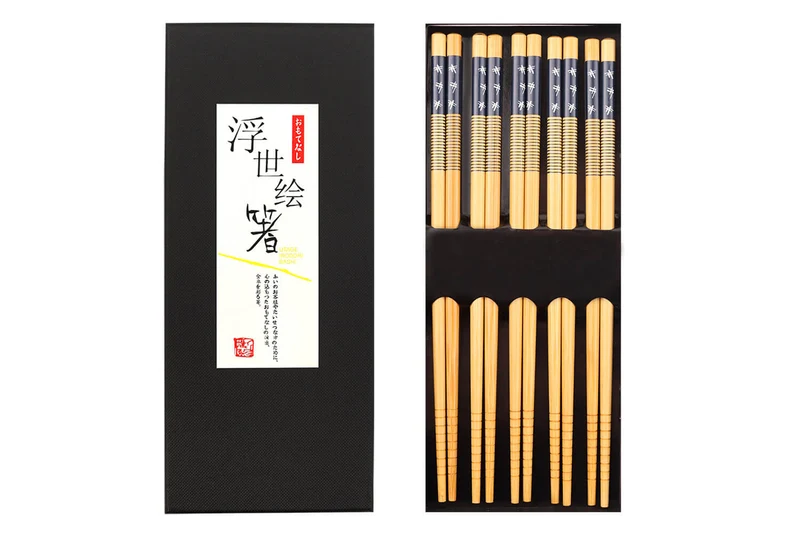 Set de 5 paires de baguettes chinoises en bambou Kutoyama - Modèle 3