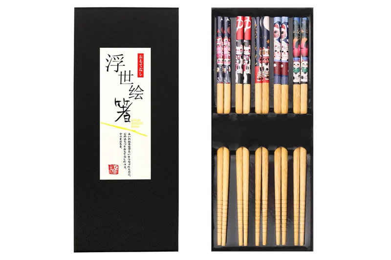 Set de 5 paires de baguettes chinoises en bambou Kutoyama - Modèle 4