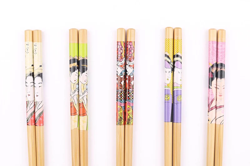 Set de 5 paires de baguettes chinoises en bambou Kutoyama - Modèle 7
