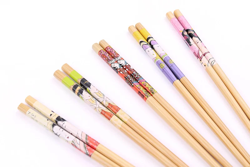 Set de 5 paires de baguettes chinoises en bambou Kutoyama - Modèle 7