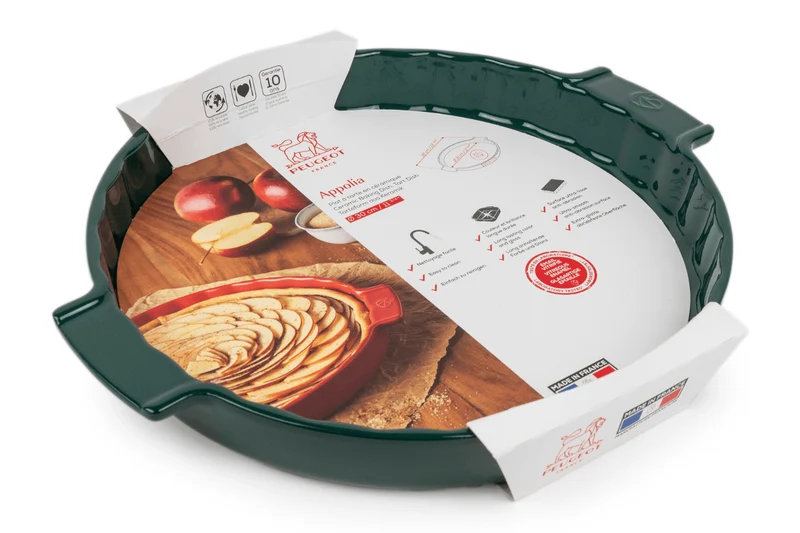 Plat à tarte Peugeot Appolia en céramique vert forêt diamètre 30cm